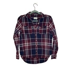 Universal Thread Purple Flannel Button Front Top Size Small